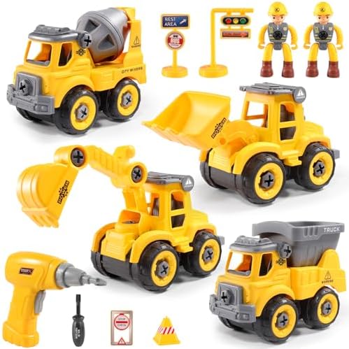 LUDILO 4PCS Take Apart Construction Toys for 3 Year Old Boy Birthday Gift by LUDILO