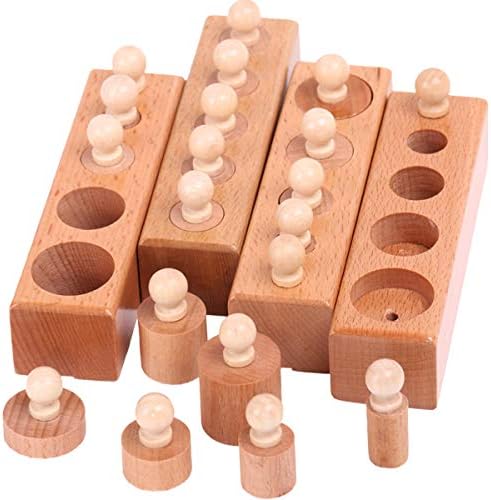 Thoth Montessori Knobbed Cylinder Socket Montessori Materials Wooden Cylinders Ladder Blocks Educational Wooden Toy Montessori Education Toy Family Version - Image 7