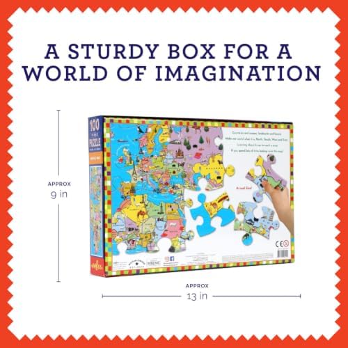 eeBoo World Map 100 Piece Children's Puzzle, 27" x 18" Geography Themed - Image 6