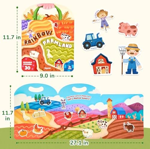 JoyCat Reusable Farm Animal Sticker Book, Travel Toys for Toddlers & Kids - Image 2