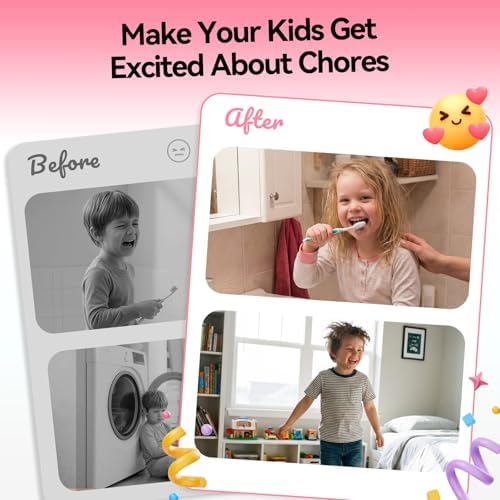 Chore Chart for Kids, to Do List Board with Sliders 19 Personalizable Sheets and Marker Visual Schedule for Kids with Autism Routine Chart Magnetic Dry Erase Board for Refrigerator, Desk, Home - Pink - Image 6