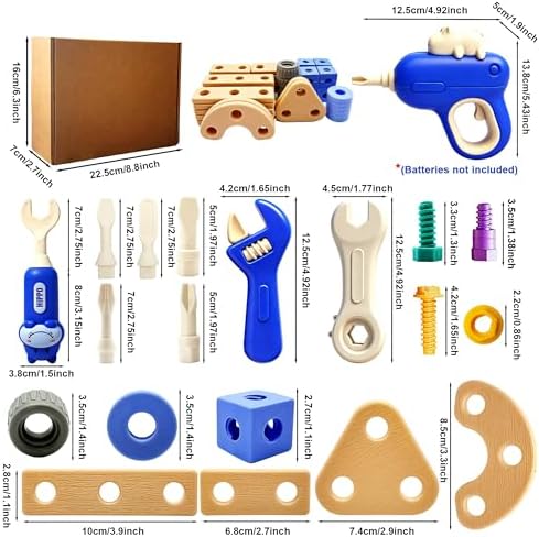 Kids STEM Building Toys For Ages 3-5 4-6 4-8 5-7 6-8 Years Old Boy Birthday Gift,101 Pcs Preschool Educational Construction Toys Tools Set With Drill,Toddler Design Drill Screw Toys (blue101) - Image 5
