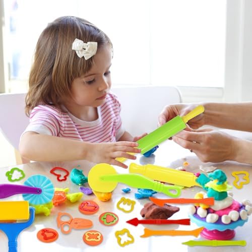 LCY WEDSHI Dough Tool Set, 22 Pcs Dough Tools Sets for Kids Ages 4-8, Dough Accessories Includes Cutters Roller, Rolling Pins, Safety Scissors, Plastic Knife, Animal Shapes Cutters - Image 5