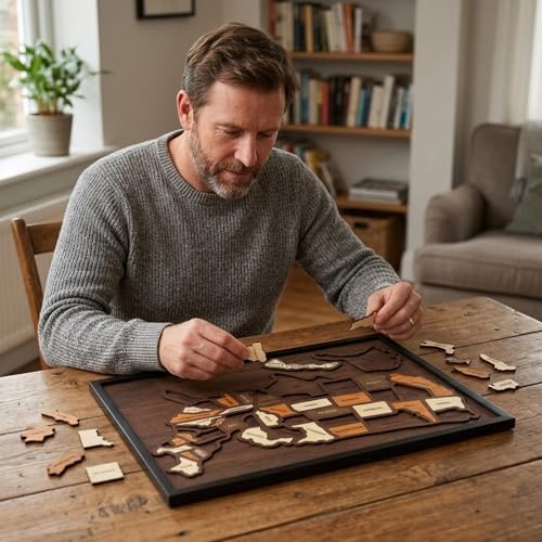 Wooden USA Travel Map Puzzle, Educational Geography Learning Tool, Interactive United States Map, Durable WoodenPuzzle Frame, Home Learning Activity, Detailed State Pieces with Capital Cities - Image 6