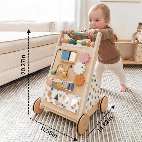 Tiny Land Wooden Baby Walker with Activity Center, Montessori Push Walker - Image 6
