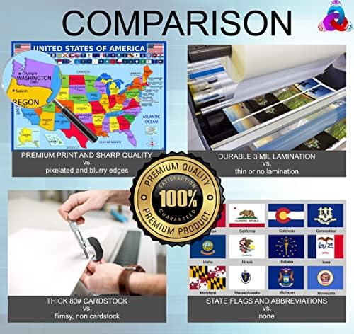 World Map, United States Map, and Solar System Poster with Extra Features – Laminated 14x19.5 in – Educational Posters, Classroom Decorations, Teachers Supplies, Virtual Learning for Kids, Homeschool Decor - Image 2