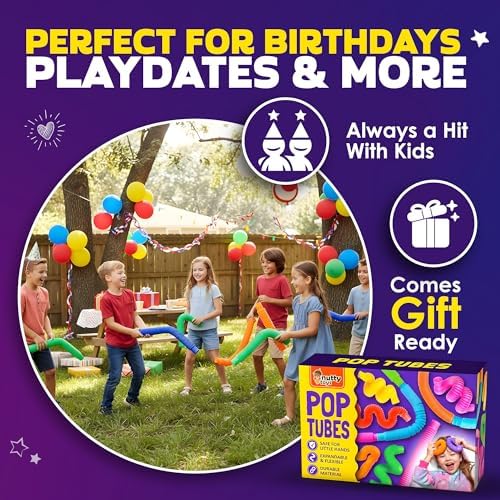 Nutty Toys Jumbo Pop Tubes - 8-Pack XL Sensory Toys - Creative STEM Learning for Kids - Connect & Pop! Top ADHD Autism Fidget 2026, Best Boy & Girl Easter Essentials & Easter Basket Stuffers Gift Idea - Image 7