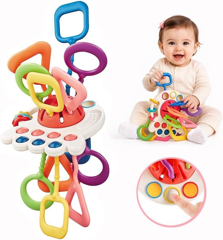 Montessori Silicone Pulling Toy for Babies (Red) by Unknown