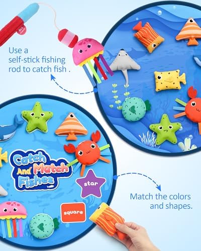 Coogam Montessori Toys for 1 2 3 Year Old, Cloth Fishing Game Toddlers Gift - Image 2