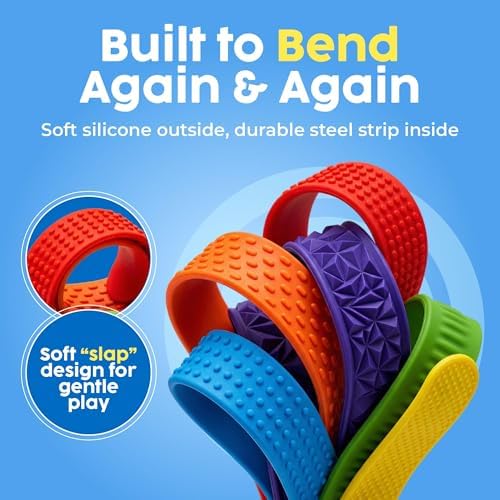 BUNMO Sensory Slap Bracelets – 6 Pack, Textured Sensory Bracelet Fidget Toys for Boys & Girls - Sensory Toys for Kids 3+ - Image 4