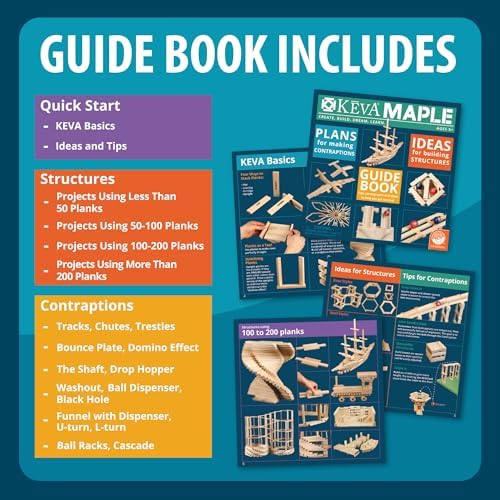 MindWare KEVA 400 Maple Wood Building Planks Set - Building Toy Includes 400 Wooden Blocks, 2 KEVA Balls, and Idea Book - Ages 5+ - Image 5