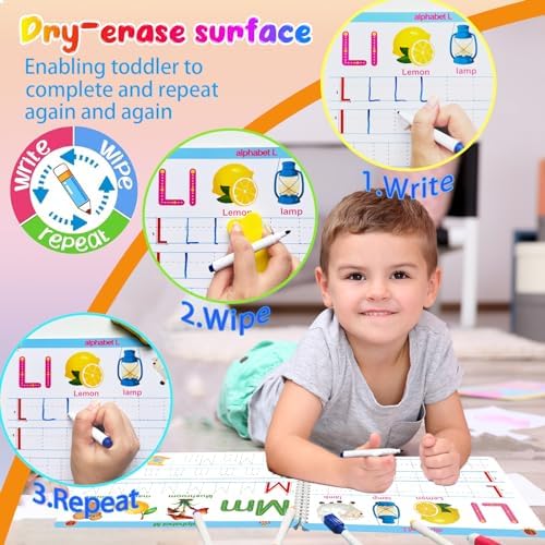 ALIANFLY Preschool Learning Activities Educational Workbook - Toddler Prek Montessori Handwriting Practice Activity Tracing Toys Busy Book for Kids, Autism Learning Materials and ABC Learning Book - Image 4