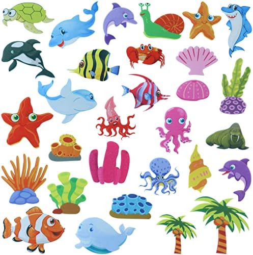 BXI 30 Pcs Ocean Felt Board Story Pieces Set for Toddlers, Preschool & Kindergarten, Precut Felt Marine Life Figures for Preschool Crafts Activity Early Learning Storytelling by BXI