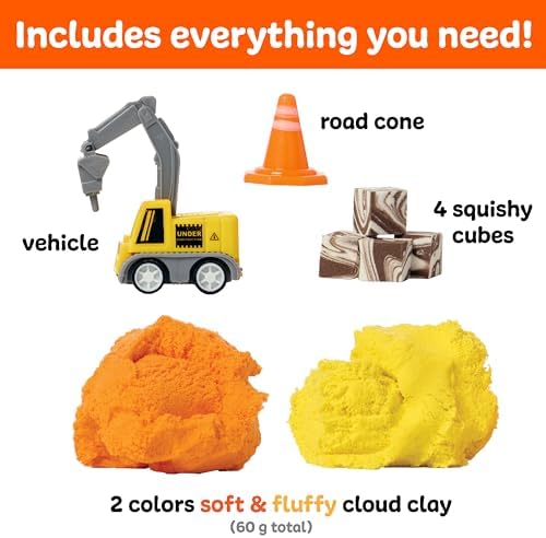 Creativity for Kids Sensory Minis Construction Kit | Cloud Clay Sensory Toy with Excavator for Kids | Summer Activities for Kids that are Mess-Free, Screen-Free Travel Toy (Ages 3+) - Image 3