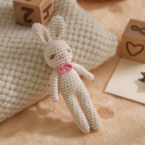 Natural Hand-Knit Wooden Baby Rattle - Soft Animal Shaped Sensory Toy for Newborns, Infants | Safe Beechwood & Crochet Texture | Perfect Baby Shower Gift - Image 3