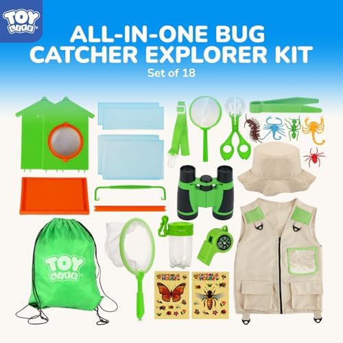 TOY Life Kids Explorer Kit with Bug Catcher for Kids, Bug Catching Kit with Bug Toys, Kid Safari Vest & Hat, Compass, Binoculars, Magnifying Glass, Educational Outdoor Toys Boys Kid Adventure Kit - Image 4