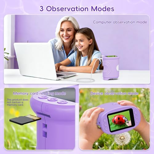 Temodu Kids Microscope 2.0" Screen 1000X Digital Microscope for Kids, Mini Pocket Handheld Microscopes for Children Birthday Festival Gift, Science Education Fun Toys for Boys Girls Ages 4-12 (Purple) - Image 7