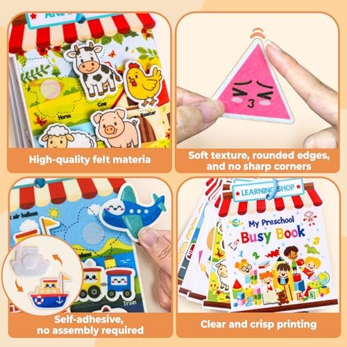 Activity Books for Toddlers 1-3|Felt Montessori Busy Book Learning Toys - Image 6