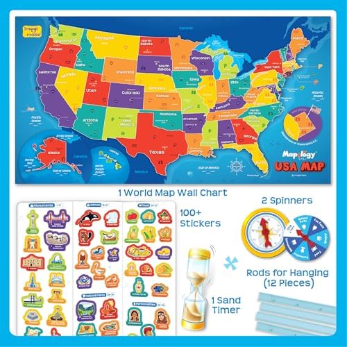 Imagimake Mapology USA Map Chart with Reuseable Stickers for Kids Ages 5+ - Image 3