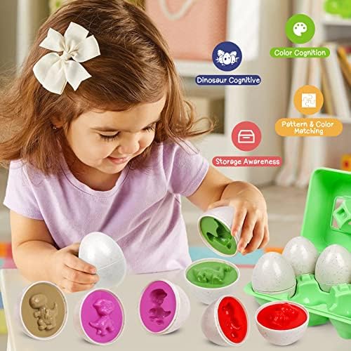 Dinosaurs Eggs,Egg Toys for Toddlers,Montessori Geometric Egg Puzzle Toy Early Educational Learning Color Sorting & Shape Matching Easter Basket Stuffers Gifts for Boys Girls - Image 3