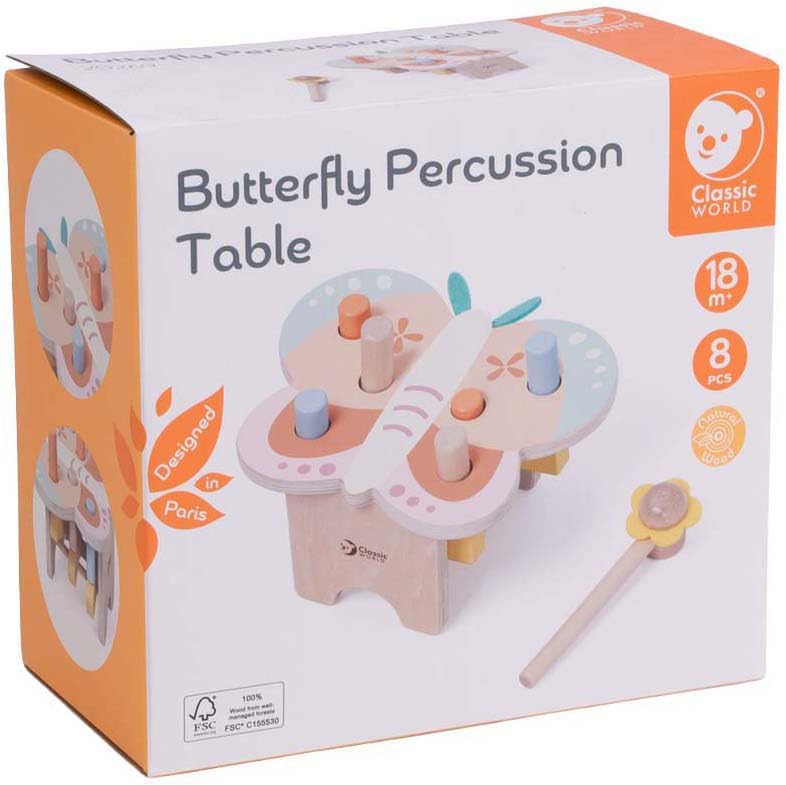 Classic World Wooden Toy Hammer Bench Butterfly for Toddlers by ClassicWorld