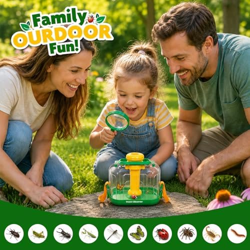 Bug Catcher Kit for Kids, Insect Observation Box Outdoor Explorer Toys, 360° Rotating Viewer with Magnifying Glass & Tweezers, STEM Nature Adventure Gift for Toddlers Boys Girls Age 3-6 - Image 6