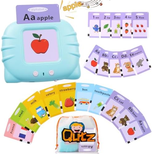 QuTZ ABC Talking Flash Cards for Toddlers 2-4, Autism Toys, Speech Therapy Toys, Educational ABC Learning Talking Sight Words Flash Cards Kindergarten for Boys and Girls, 248 Sight Words Blue by Qutz-AFunLand