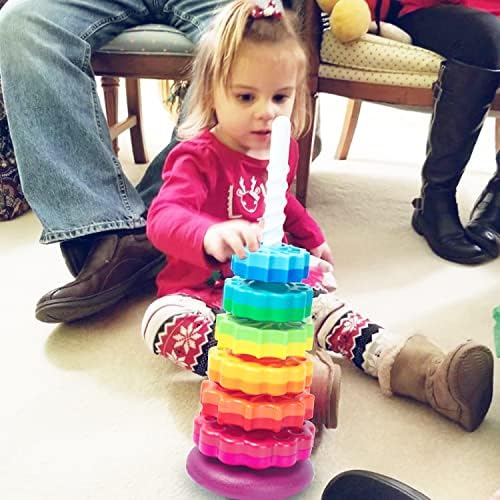 Baby Spinning Toy, Stacking Toy for Babies and Toddlers, Educational Toddler Learning Toys, Rainbow Spinning Wheel Toy for Focus, Dexterity, Brain Development, Interactive Learning stacking toys - Image 4