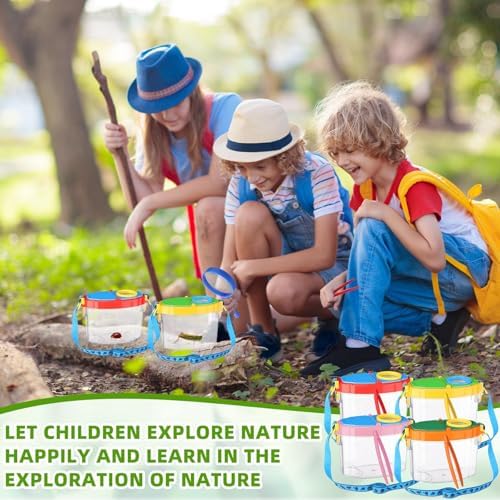 Halloscume 12 Pack Bug Catcher for Kids Insect Bug Viewer Kit with Tweezers Explorer Outdoor Set Insects Catcher Containers Magnifying Box for Children Science Nature Exploration Tool(Bright Color) - Image 5