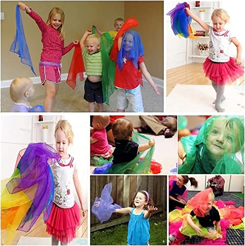 AIVIAI Juggling Scarves for Kids Play 24 Pcs Dance Music Scarfs Colorful Silk Actives Scarves Rhythm Band Scarves for Toddlers Children Movement(6 Colors) - Image 2