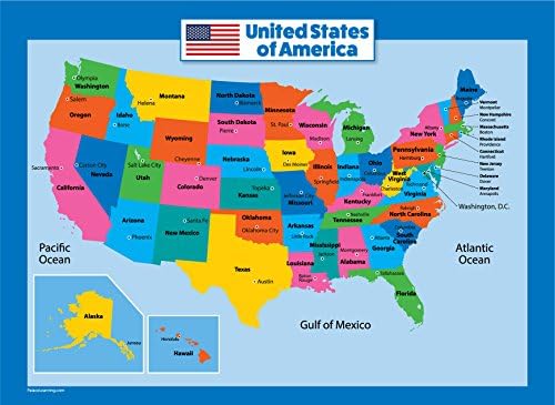 World Map and USA Map for Kids - 2 Poster Set - LAMINATED - Wall Chart Poster of the United States and the World (18 x 24) - Image 2
