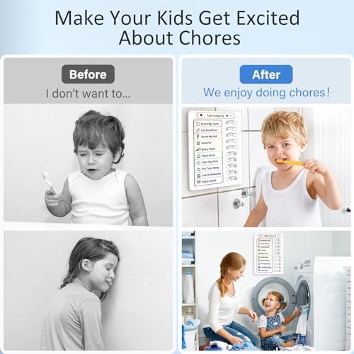 Chore Chart for Kids Dry Erase Chore Board ADHD Tools for Kids to Do List Checklist Task Board Routine Chart Planning Board for Fridge with 10 Sliders and Magnetic Marker, White and Rainbow, 1 Pack - Image 6