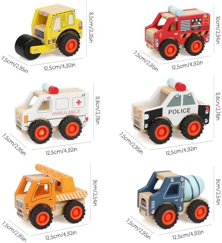 6Pcs Wooden Cars for Toddlers 1-3,Car Toys,Push and Go Vehicle,Kid Vehicle Toys,Hand Push Car Toys for 1+ Year Old,Montessori - Image 5