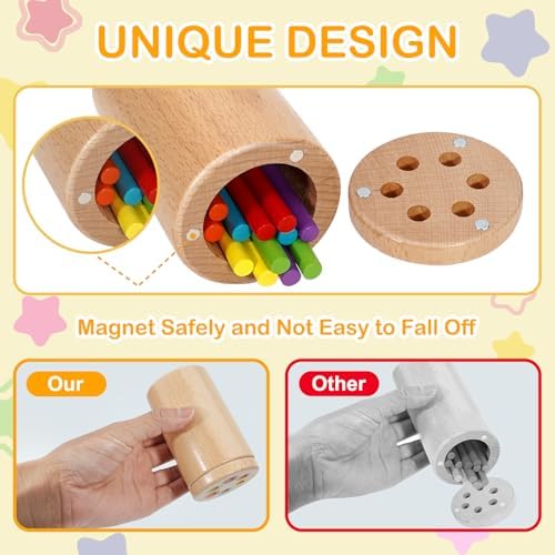 Montessori Toys for 1-3 Year Old, Travel Toys for Toddlers Wooden Color Sorting Stacking Toy for 18+ Month Old Boys Girls Learning Gift for 2-4 Year Old Kids Christmas Birthday Stocking Stuffers - Image 2