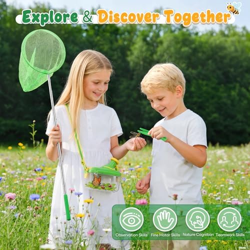 Bug Catcher for Kids, 24PCS Bug Catching Kit with Vest & Bag, Magnifying Glass Butterfly Net Kids Binoculars, Outdoor Exploration Camping Toys Gift Insect Catcher for Boys Girls Age 3-8 - Image 3