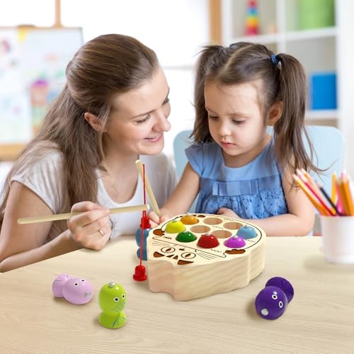 Wooden Magnetic Fishing Game for Toddlers 1-3, Montessori Sensory Busy Board Fine Motor Skills Toys for 1 2 3 Years Old Boys Girls - Image 5