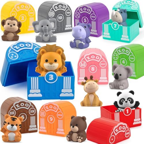 Learning Toys for 1,2,3 Year Old Toddlers, 20Pcs Safari Animals Toys Montessori Counting, Matching & Sorting Fine Motor Games, Christmas Birthday Easter Gift for Baby Boys Girls Age 12-18 Months by WelcometoAigybobo