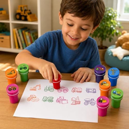 Cinrobiye 24 Pcs Construction Vehicle Stampers Party Favor Set, Cute Building Truck Stamps for Kids Birthday Party, Classroom Rewards, Carnival Prizes, Goody Bag Fillers, Themed Party Supplies - Image 6