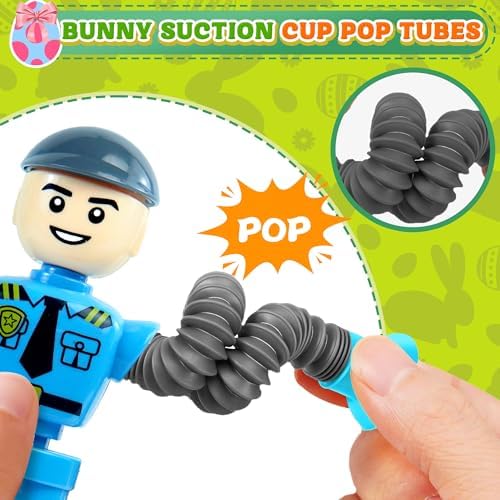 4Pcs Robot Sensory Travel Toys for Boy Toddlers Kids Year Old Ages 3 4 5 6 7 8 9, Airplane Travel Activities Suction Autistic Pop Tube Autism Fidget Toys Easter Basket Stuffer Valentine Gifts - Image 3