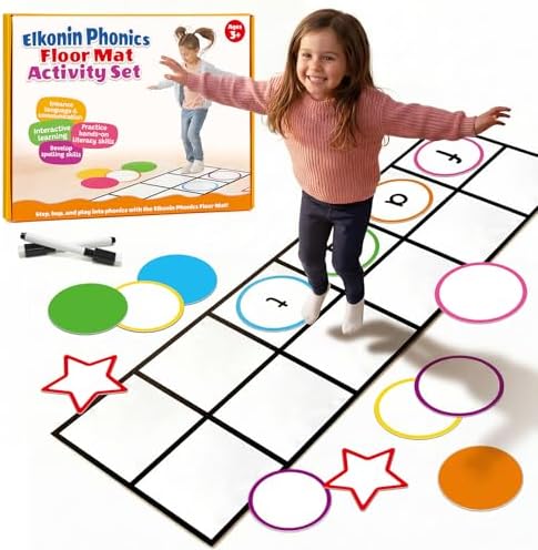 Elkonin Box Floor Mat Activity Set,Kindergarten Learning Activities,Phonemic Awareness & Phonics Games,Science of Reading Special Education,Preschool Classroom Must Haves for Active Play Gross Motor by Unknown