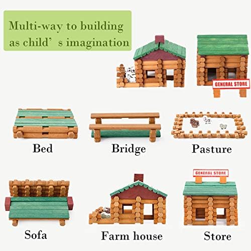 Wondertoys 170 Pieces Wood Logs Set Ages 3+, Classic Building Log Toys for Boy, Creative Construction Engineering Educational Gifts - Image 4