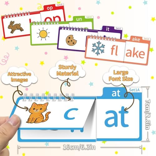 Phonics Flash Cards & Word Family Build Book Fun Kids Flip Books - Image 6