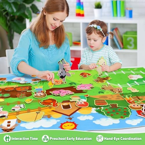 Dr.Rapeti 43x28 inch Felt Story Board Set, 41Pcs Animals Flannel Board - Image 5