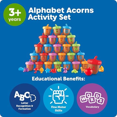 Learning Resources Alphabet Acorns Activity Set - ABC Puzzle, Preschool Learning Activities, Speech Therapy Materials, Manipulatives for Preschoolers, Fine Motor Skills - Image 6