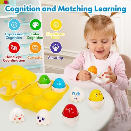 Egg Toddler Toys,Montessori Geometric Egg Shape Sorter Toys Preschool Learning Educational Color Sorting & Eggs Puzzles Matching Games Fine Motor Toy for Boys Girls Ages 1-3 - Image 2