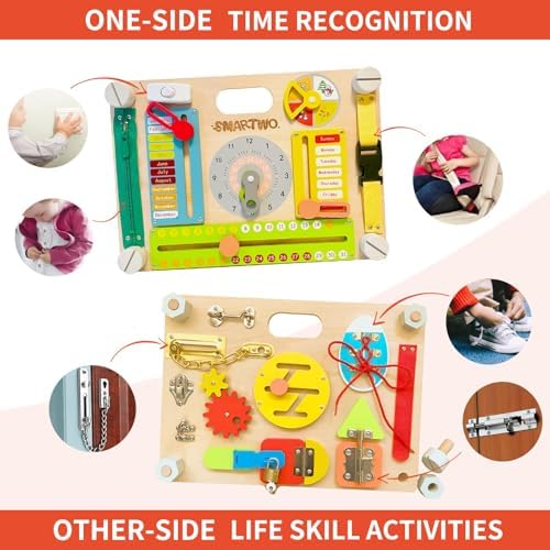 Montessori Busy Board for Toddlers, Wooden Activity Board Ages 3+ - Image 6