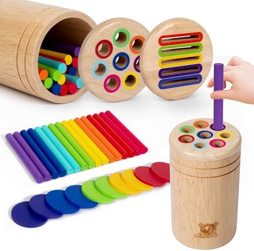 Wooden Learning Color Sorting Toys for Toddlers Sensory Sorting Coin Box Toys for Toddlers 1-3 Fine Motor Skills and Matching Games for Toddler Learning Toys by Unknown