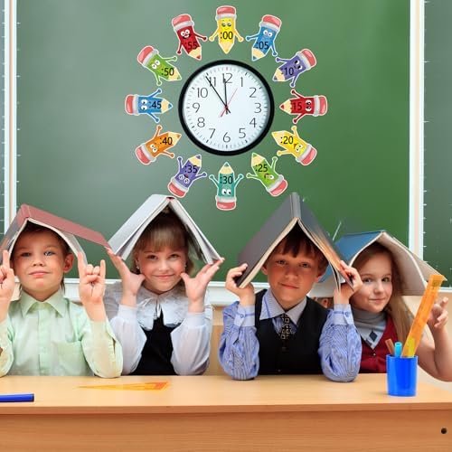 Clock Numbers Bulletin Board Kits,Pencil Telling Time Teaching Clock for Kids Labels, Learning to Tell Time Cutouts for Elementary Math Classroom Must Haves (Pencil) - Image 5