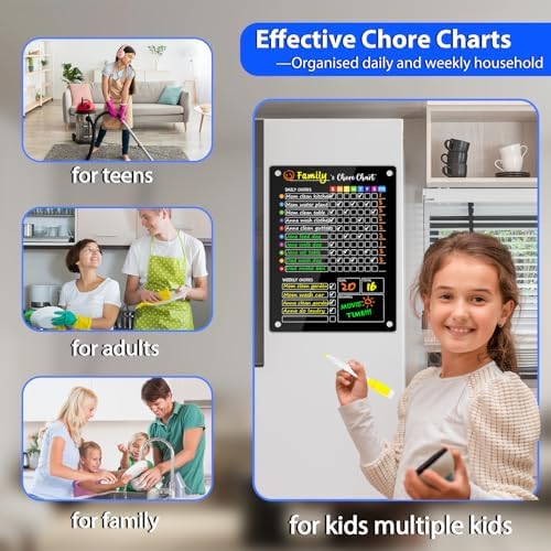 PigPotParty Black Acrylic Magnetic Chore Chart for Kids, 12x16 Inch, 1 Pack - Image 6
