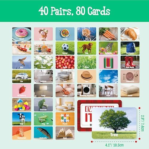 80 PCS Daily Items Matching Game, 40 Designs Everyday Objects Memory Cards Engaging Picture Match Game, Educational Learning Toys Enhance Memory & Matching Skills for Kids Ages 3 and Up - Image 3